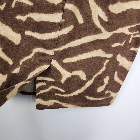 Ralph Lauren Jean Pencil Skirt Size 10 Animal Print Brown Cream Denim Pockets - Picture 5 of 8